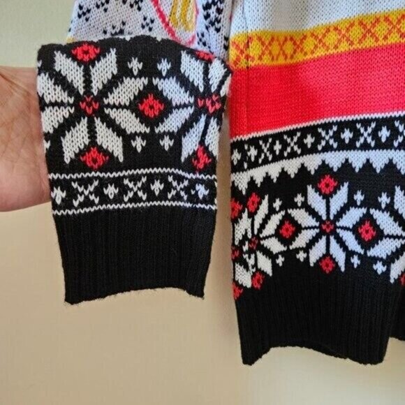 Super Mario Sweater Mens XL Multicolor Crewneck AOP Geo Gamer XMas Colorful LS - Picture 10 of 15